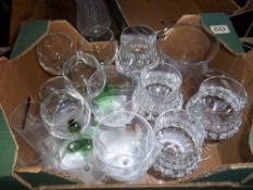 Water jug & matching glasses with etched dec. & sel. wine glasses