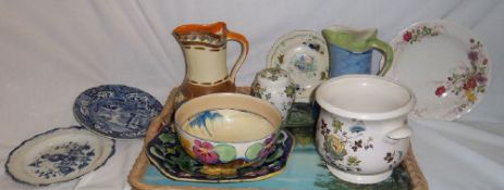 Sel. ceramics inc. 19th c. pearlware plate, Spode Italian patt. plate, Mason`s planter, ginger jar &