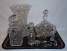 Sel. cut glass. inc. decanter, vase, dish etc.