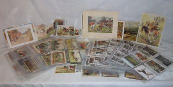 Sel. postcards, cigarette cards, magazine inserts etc. all with hunting theme & sm. hunting print by