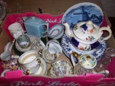 Sel. misc. ceramics inc. Woods ware blue & white bowls, glass bell, Noritake part tea set etc.