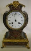 French boulle effect ebonised mantel clock with Japy Freres striking movement