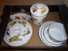 Sel. Royal Worcester `Evesham` inc. flan dishes, canister, lidded vegetable dish etc.