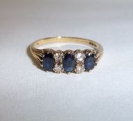 18ct gold diamond & sapphire ring