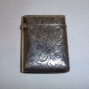 Silver vesta case with floral engraved dec. Birm. 1876