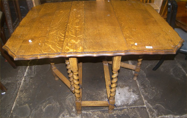 Oak drop leaf table with barley twist legs