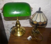 Modern Tiffany style table lamp with brass desk lamp