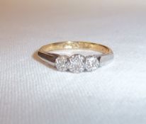 9ct gold 3 stone diamond ring