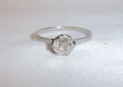 Platinum old English cut diamond solitaire ring approx. 0.50ct