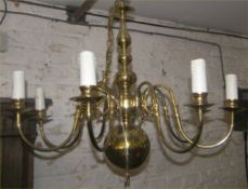 Brass chandeliers & 2 sm. brass chandeliers