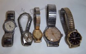 5 wristwatches inc. Smiths De-Luxe