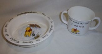 Royal Doulton Winnie The Pooh nursery bowl & cup `They Sang The Outdoor Song For Snowy Weather On