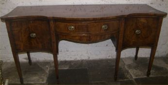 19th c. mah. bow fronted sideboard with burr walnut inlay & satinwood stringing