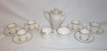 Wedgwood `Moonstone` AM 9608 tea set comprising 6 cups & saucers, matching teapot, milk jug &