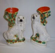 Pr Staffordshire dog spill vases