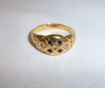 18ct gold sapphire & diamond chip ring