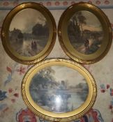 3 gilt framed prints depicting country scenes