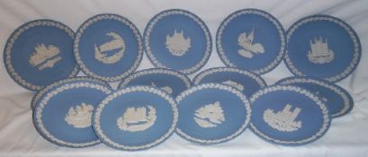 13 Wedgwood jasperware Christmas plates 1977-1988 & 1990