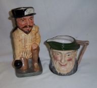 Royal Doulton `Sir Francis Drake` toby jug  D6660 & Widdecombe Fair musical character jug