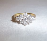 18ct gold 9 stone diamond ring approx. 1.00ct