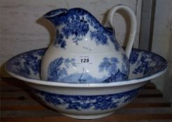Mintons pagoda patt. blue & white toilet jug and bowl