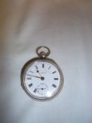 Silver "The Express English Lever" pocket watch by J.G. Graves Sheffield, with Roman numeral