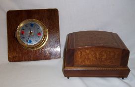 Inlaid musical jewellery box & desk top clock