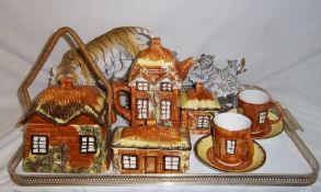 Sel. cottage ware & 2 resin animal ornaments