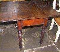 19th c. mah. Pembroke table with barley twist legs