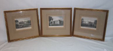 3 framed prints depicting `Denton House Lincolnshire`, `Belton House Lincolnshire` & `Irnham Hall