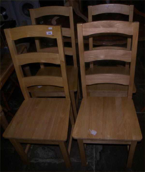 4 modern high back pine chairs