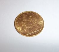 French 20 Fcs 1907 gold coin