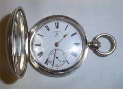 Silver pocket watch with white enamelled dial by Rotherhams with Roman numerals to chapter ring