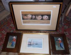 Ltd ed. framed print entitled `See No Evil, Hear No Evil, Speak No Evil` signed in pencil by the