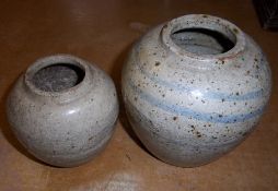 2 Chinese ginger jars (lacking covers)