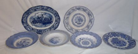 Blue & white meat plate & sel. blue & white plates inc. Spode