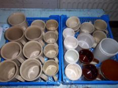 Sel. stoneware mugs & tankards with printed advertising designs etc. (2 boxes)