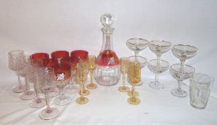 Decanter & matching glasses, Babycham glasses etc.