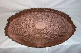 Arts & Crafts copper tray with stylised pattern (missing handles)