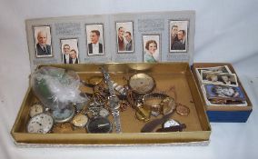 9ct gold locket, sel. watches & watch parts & sel. cigarette cards