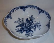 Royal Worcester blue & white bowl with flower dec. printed mark to base C51 Royal Worcester Fine