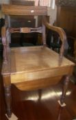 Regency commode chair & Edw. inlaid  mah. occ. table