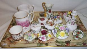 Sel. posy ornaments inc. Royal Doulton etc., 2 tankards, comm. mug etc.