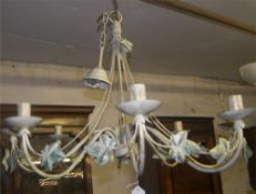 White painted ceiling light fitting & painted Art Deco style light fitting