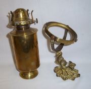 Brass trawler cabin oil lamp with gimbal holder