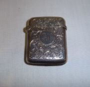 Silver vesta case with scrolled dec. Birm. 1902