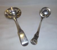 Kings pattern silver ladle Exeter 1861 & 1 other silver ladle wt approx. 2.6oz