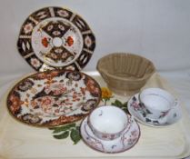 2 Royal Crown Derby plates 2451 & 383 patterns, pink lustre cup & saucer & 1 other & ceramic jelly