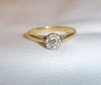 18ct gold diamond solitaire ring set in platinum