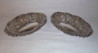 Pr silver plate bon bon dishes with pierced decoration